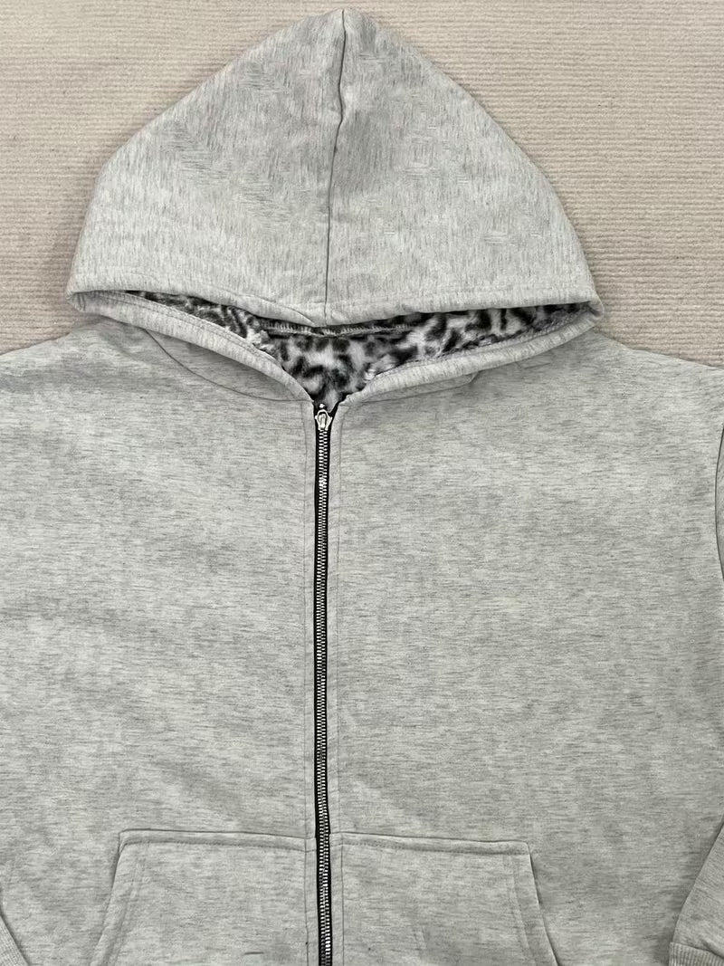Grey Zip Up Hoodie Black Panther