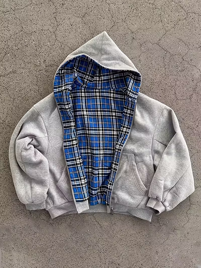 Boxy Reversible Zip-Up Hoodie