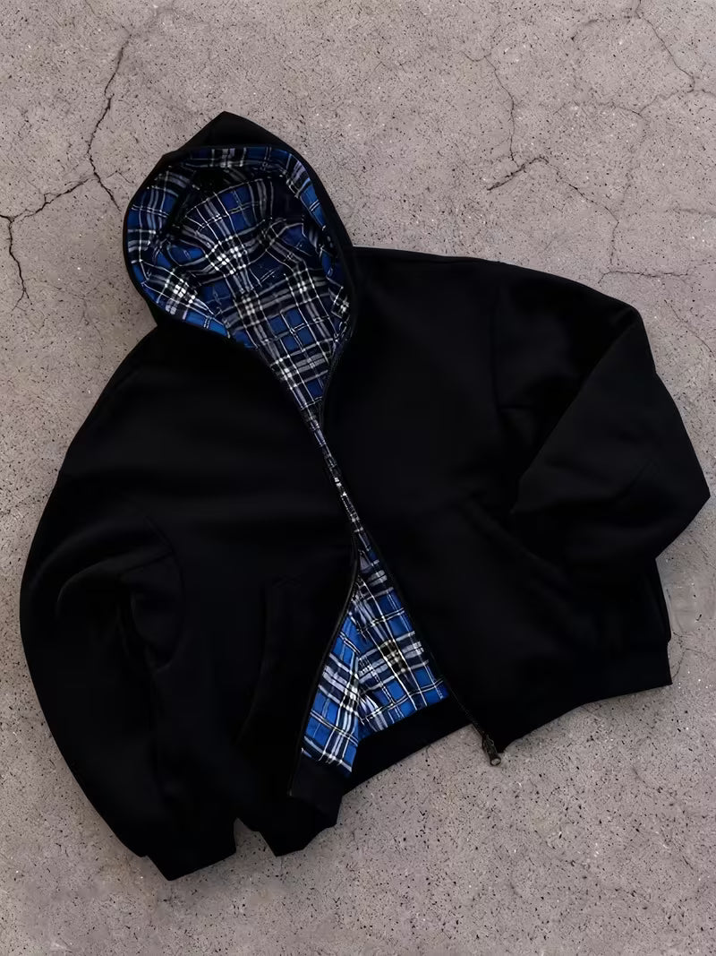Boxy Reversible Zip-Up Hoodie