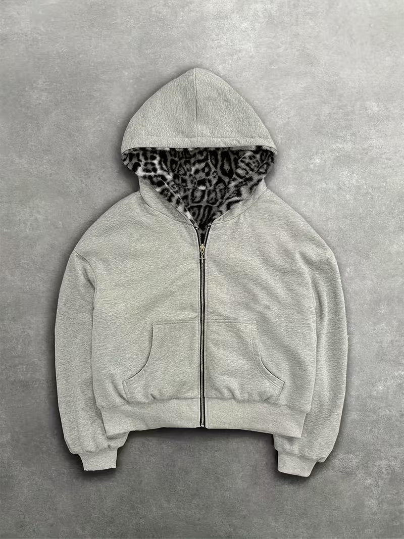 Grey Zip Up Hoodie Black Panther