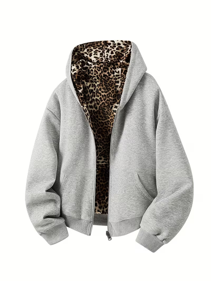Boxy Panther Zip Up Reversible Hoodie