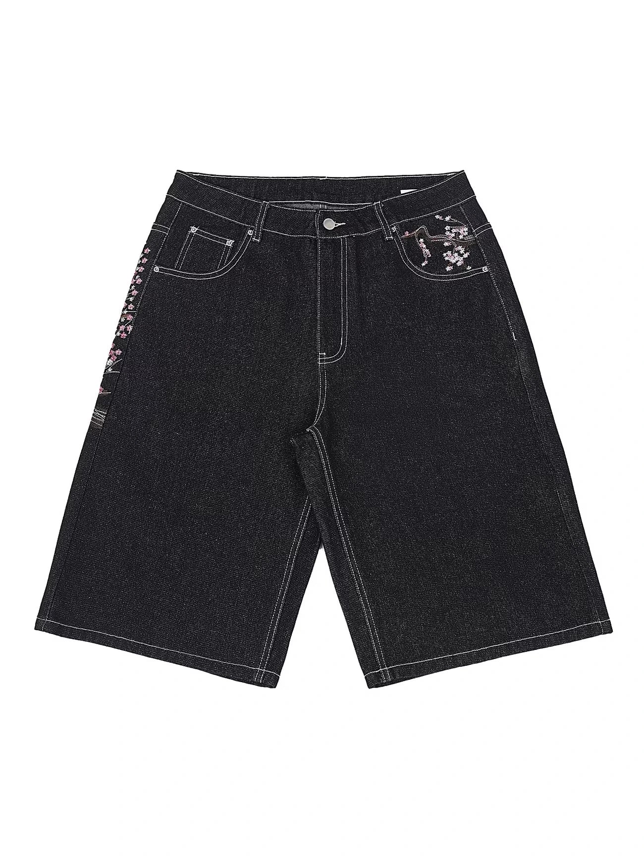 Sakura Embroidered Baggy Shorts