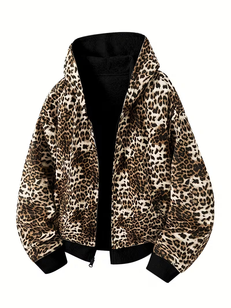 Boxy Panther Zip Up Reversible Hoodie