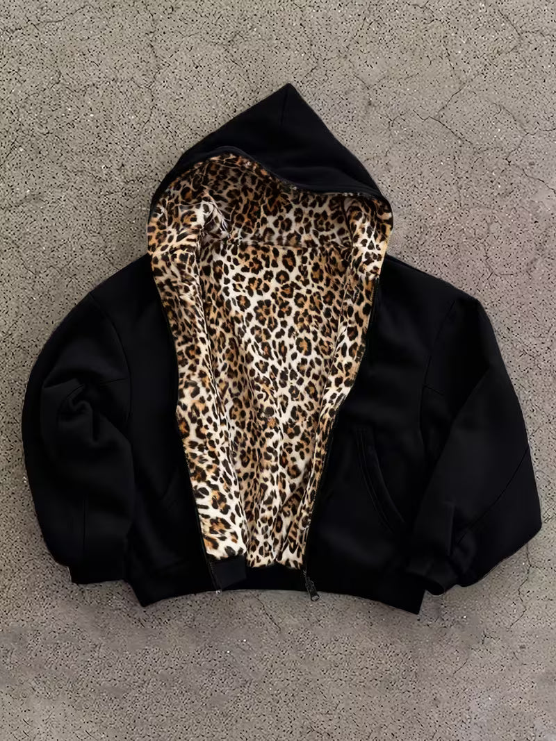 Boxy Panther Zip Up Reversible Hoodie